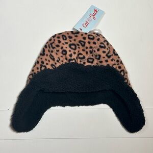 NWT Cat & Jack Kids Leopard Pattern Hat with Black Lining